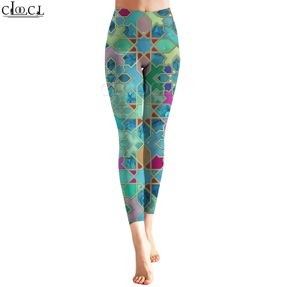 

CLOOCL Women Legging Colorful Retro Geometric Pattern 3D Printed Trousers High Waist Stretch Sports Leggings Exercise Shaping