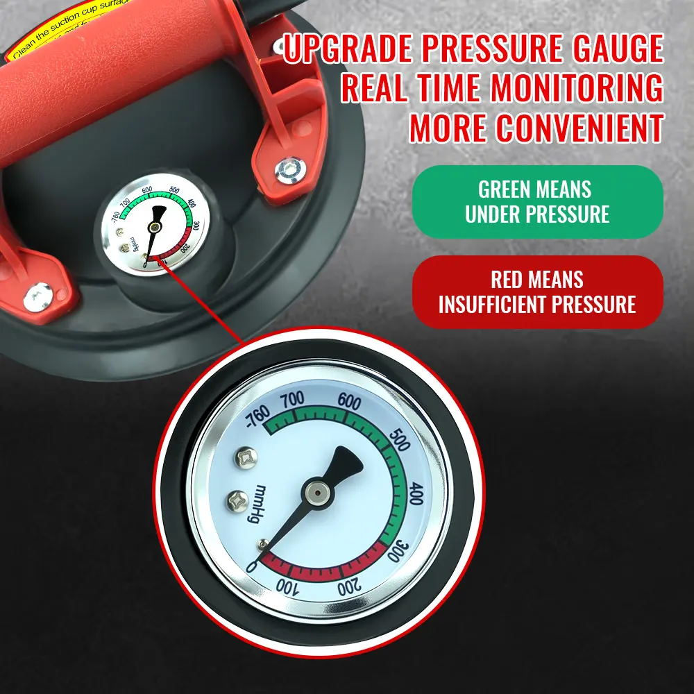 신제품 2개입 1개입 진공 흡착컵 250kg 하중 8인치 진공 흡착컵 대형 리프터 대리석 타일 유리용