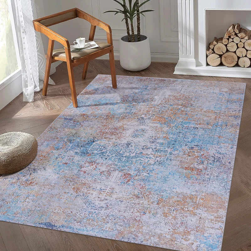 

LOOM & LUXE 5x8 Area Rugs for Living Room, Washable Rug, Low-Pile, Non-Slip, Non-Shedding, Foldable, Kid & Pet Friendly - Area R