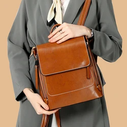 Genuine Leather Women Backpack Cross body Shoulder Bag Fashion Female Lady Cowhide School Book Laptop Messenger Bags Backpacks