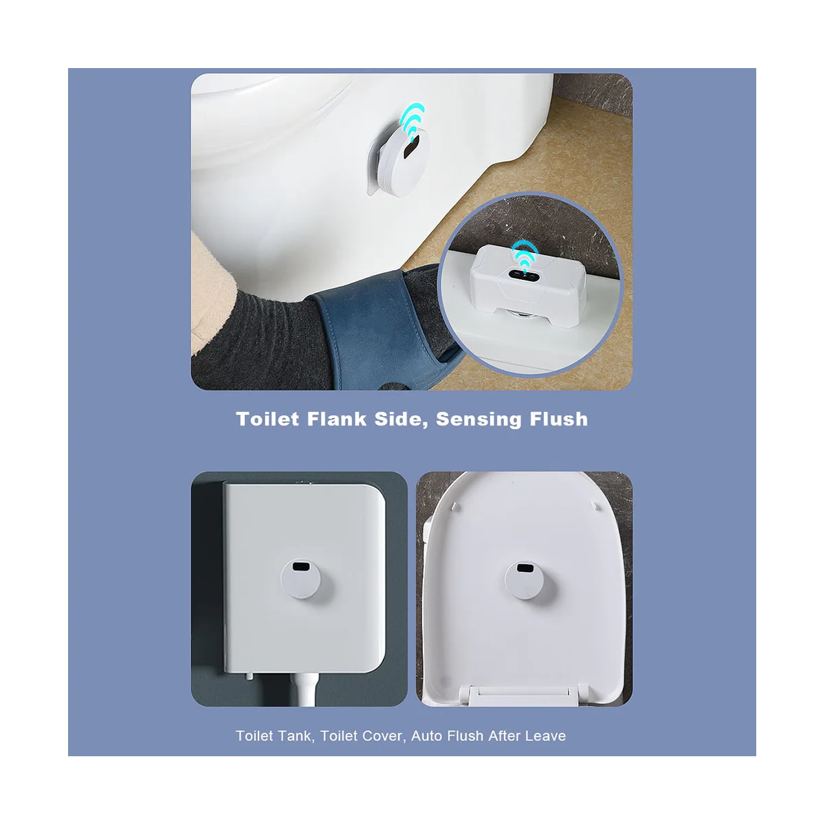 

Automatic Toilet Flush Button+2 x Transmitter Toilet Smart Sensor Flusher Rechargeable Smart Toilet Flushing Sensor