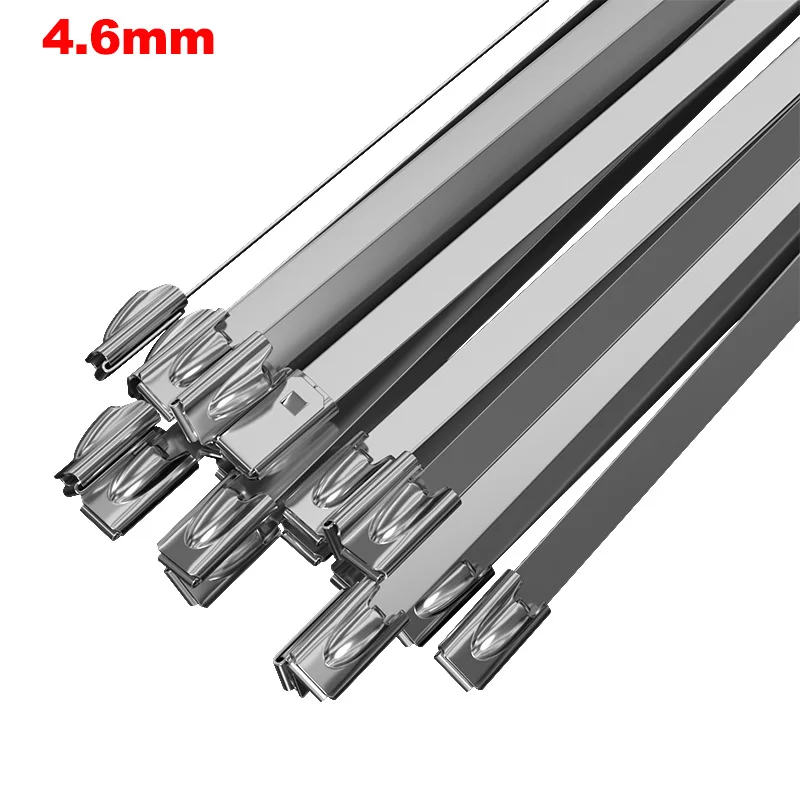 304Stainless Steel Cable tie, 4.6mm Width,  Auto Locking Cables with Zipper and Exhaust, Multifunctional Locking Cable Flange