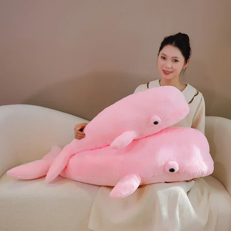 Huge Simulation Whale Beluga Plush Pillow Soft Stuffed Realistic Sea Animal Doll Toys Kawaii Sofa Cushion Girls Birthday Gift