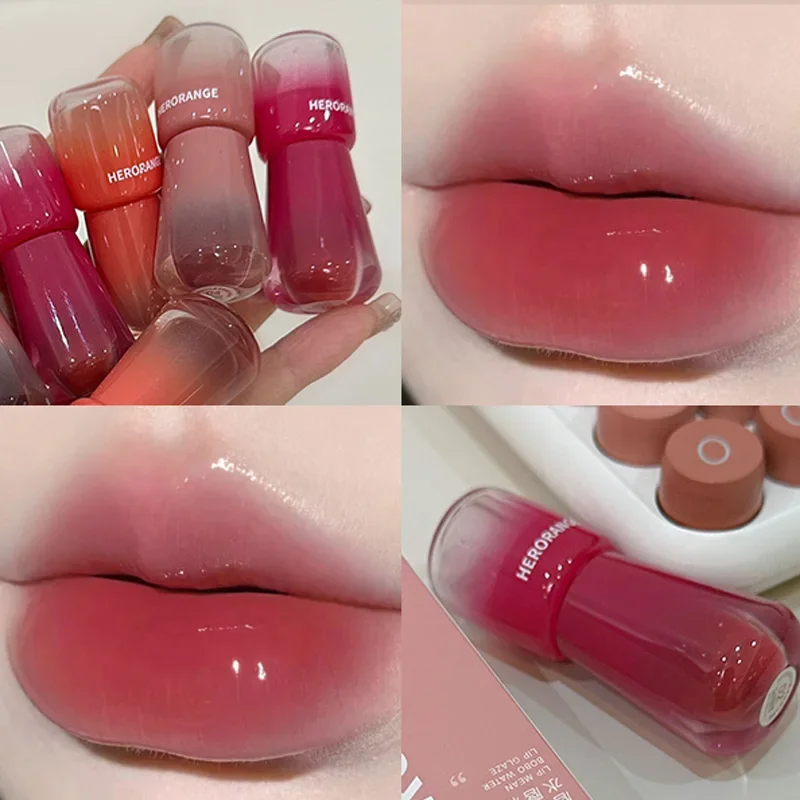 Jelly Mirror-pintalabios resistente al agua, brillo de labios resistente al agua, tinte de labios rojo Sexy, maquillaje, taza antiadherente de larga duración, cosméticos