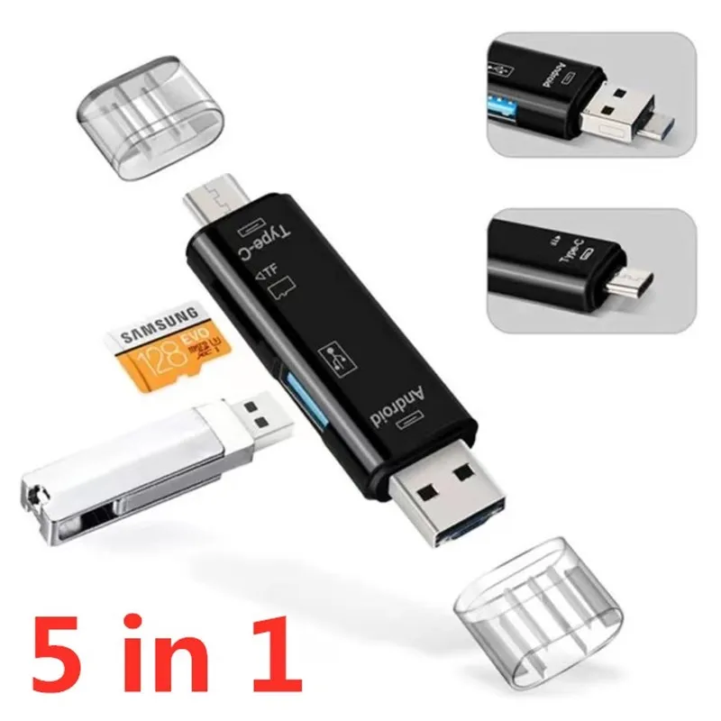 5 in 1 USB SD TF Memory Card Reader OTG Card Reader Adapter Mobile Phone PC Accessories Multifunction USB 3.0 Type C USB Micro