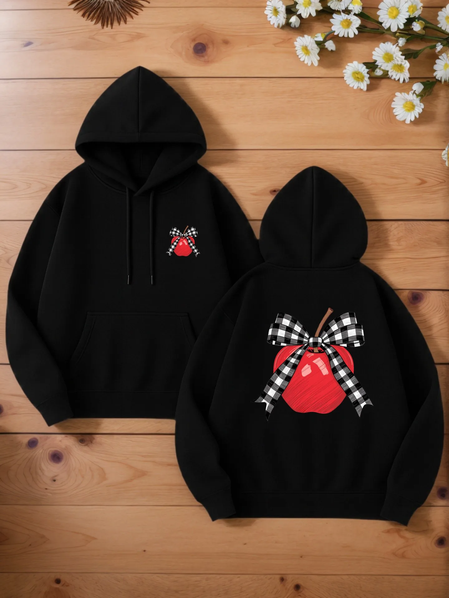 

Мужская толстовка с рисунком, бантик - принт яблока, повседневный стиль, мягкая ткань, для повседневной носки