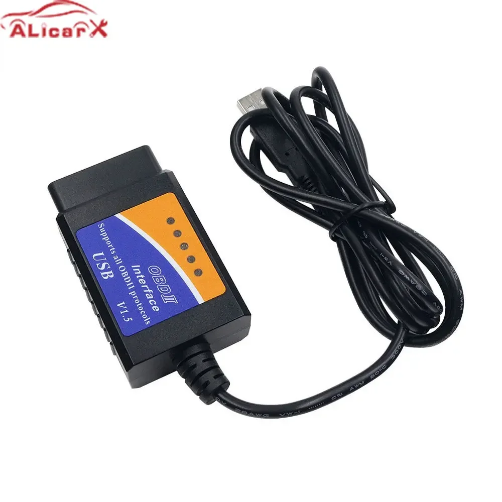 V1.5 USB ELM327 PIC18F25K80 Chip OBD2 Diagnostic Cable Auto Code Reader for Most OBD2 Protocols ELM 327 USB 25K80 car code clean