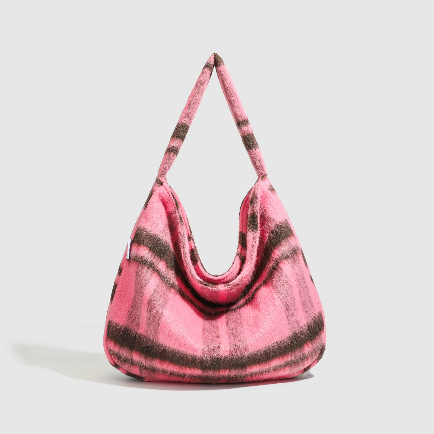 

New Women's Trendy Korean Style College Style Wool Plaid Shoulder Bag Retro Commuting Casual Large Capacity Underarm Tote Bag