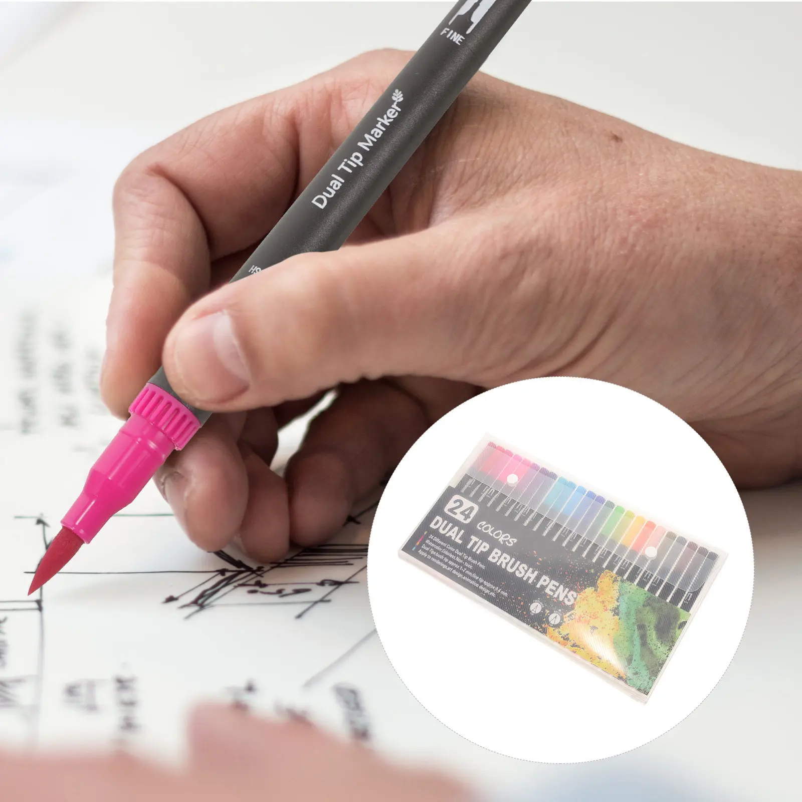 

24Pcs Paint Markers Pens Premium Plastic Body Fast Drying Art Supplies for Adults Teens Students Journaling Colouring Drawing