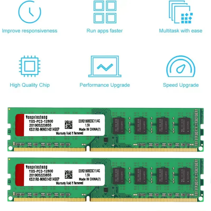 Yongxinsheng – barrette de RAM DDR3 4 go, 8 go ou 16 go, module de mémoire vive, fréquence d'horloge 1333/1600MHz, tension 1.5V, tension V, broches 204Pin, DIMM, Non tamponné