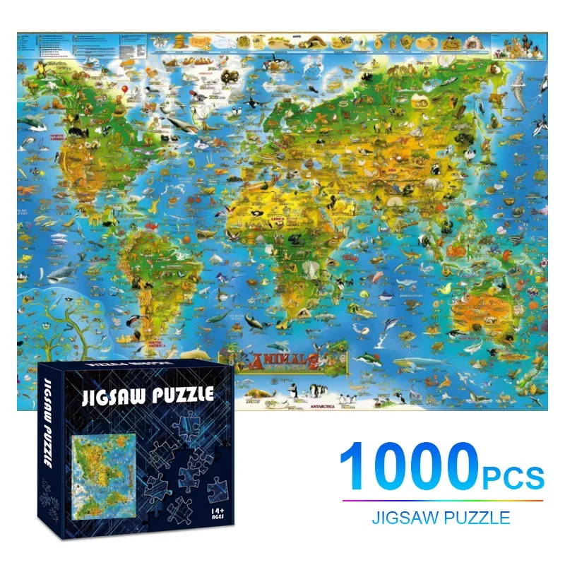 500/1000pcs World Map Jigsaw Puzzle | Challenging Large Puzzle for Adults and Families, Includes Thinking Puzzles and Cognitiv
