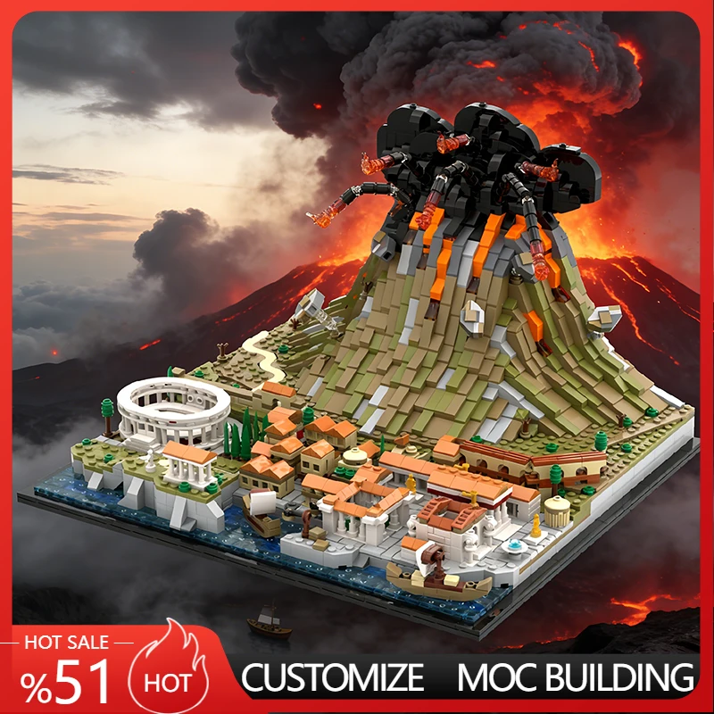 

2539 PCS Star Fighting City and Volcano Diorama MOC Customize Modular Building Block Design Creative DIY Boys Festival Toy Gift