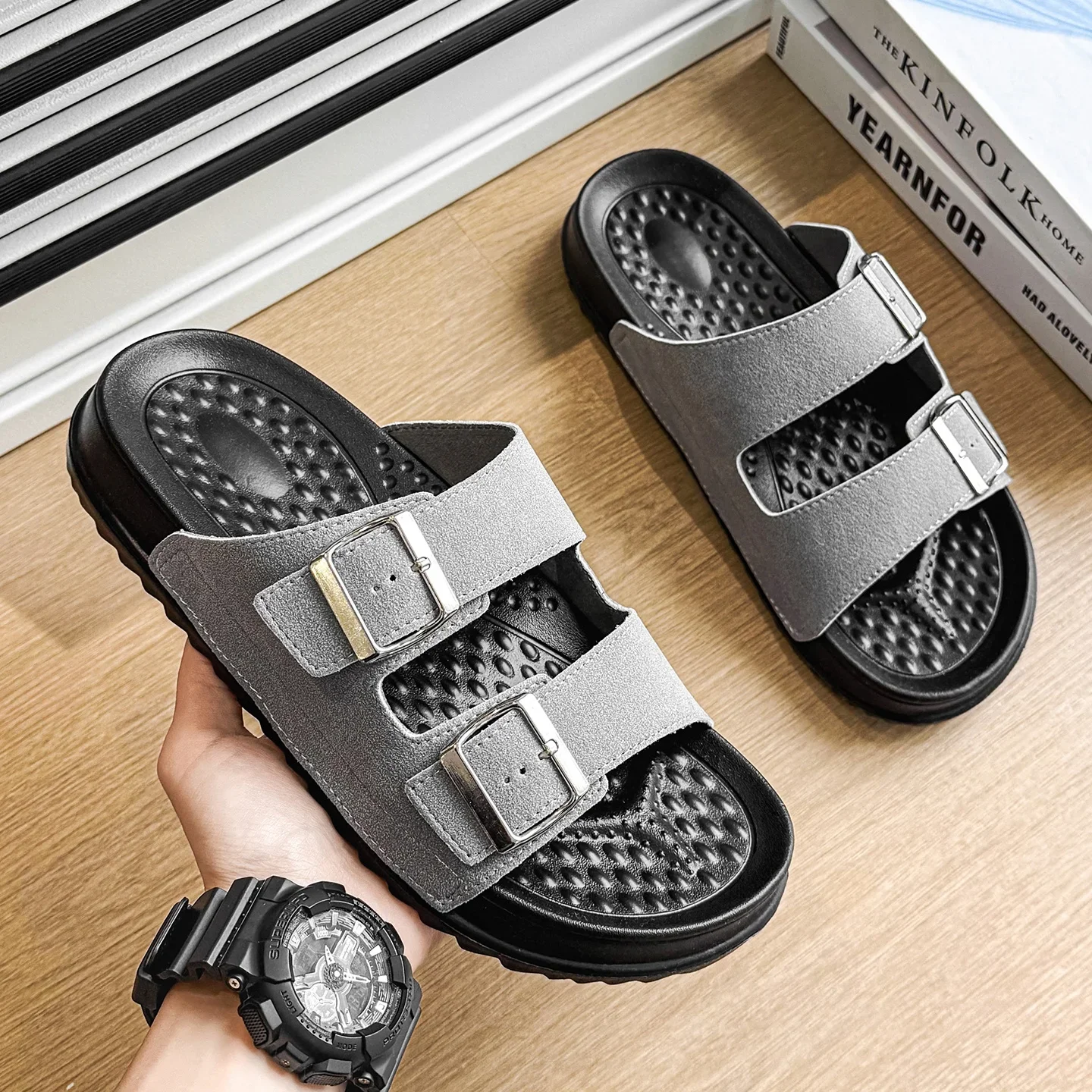 

Simple Plain Daily Slippers Ultra Light Weight Stable Support Multi Scene Indoor Rest Comfort Shoes