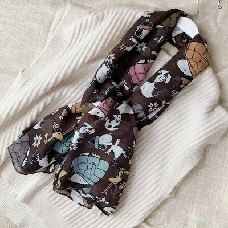 New Snoopy Autumn/winter Cartoon Outdoor Warm Multifunctional Printing Square Scarf Kawaii Anime Plush Girls Birthday Gifts