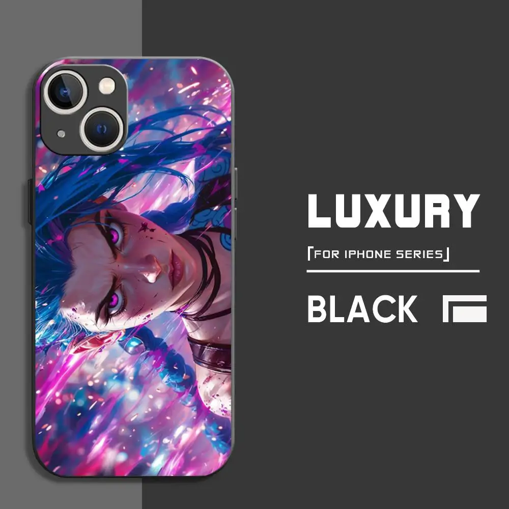 L-League of L-Legends L-LOL Jinx Phone Case For iPhone 16 15 14 13 12 11 X XR XS 8 Plus Mini Pro Max Soft black Shockproof Cover