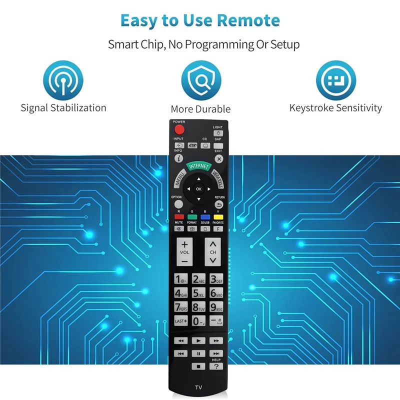 Replace N2QAYB000703 Remote for Panasonic TV TC-L42ET5 TC-P55VT50 TC-P50ST50 TC-L55ET5 TC-L55DT50 TC-L47ET5 TC-P55ST50