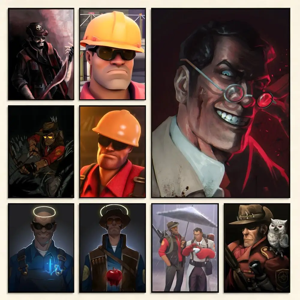 Shooter Game Team Fortress Poster Digital Solvent Print Waterproof PP Fade-Resistant Wall Art Room Decor Gift