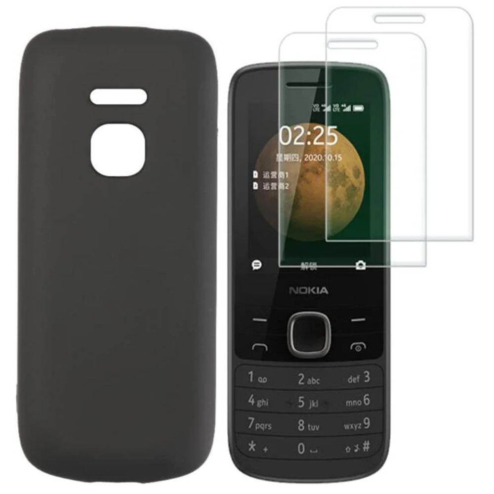 3 in1 Protective Glass Cover on For Nokia TA-1278 TA-128 Funda Etui Soft TPU Transparent Case For Nokia 215 225 230 4G 2020 2024