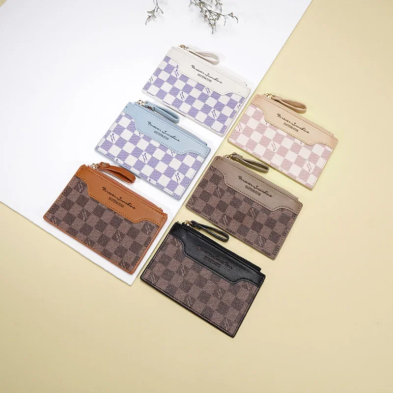 Vintage Style Zipper Thin Coin Purse Women's Cropped Id Card Holder Cross-border Wallet Wholesale Certificate Card Package