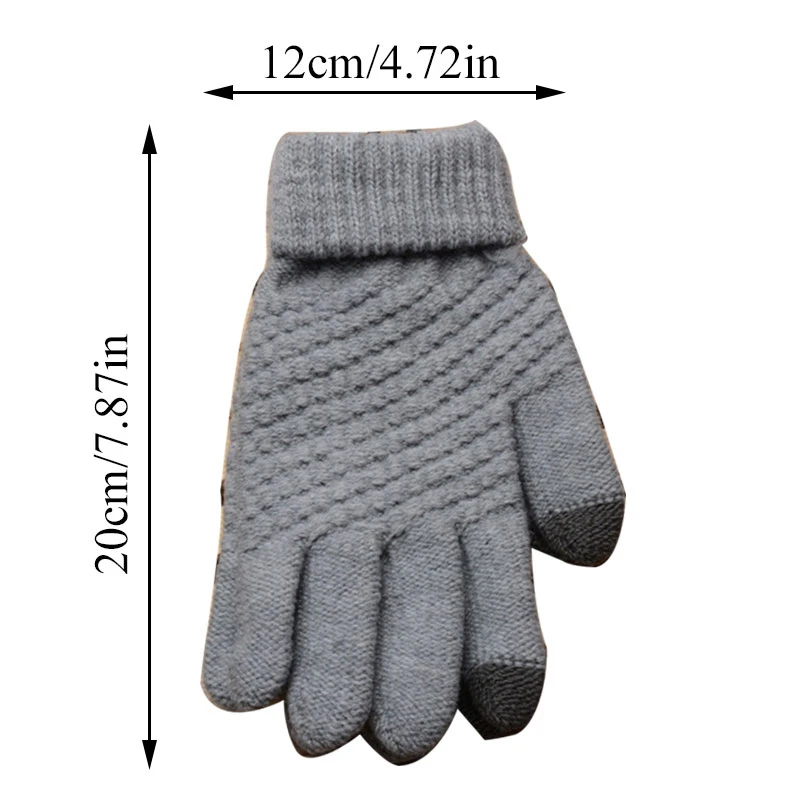 Guantes de invierno para pantalla táctil para hombre y mujer, manoplas de punto elásticas cálidas, de imitación de lana, de dedo completo, de