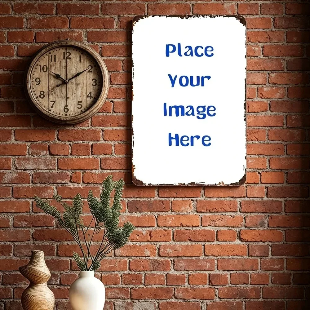 CIFbuy Customizable Rectangle Vintage Iron Plaque 8x12Inch Personalized Photo Frame Pattern Text Logo Wall Hanging Indoor Decor