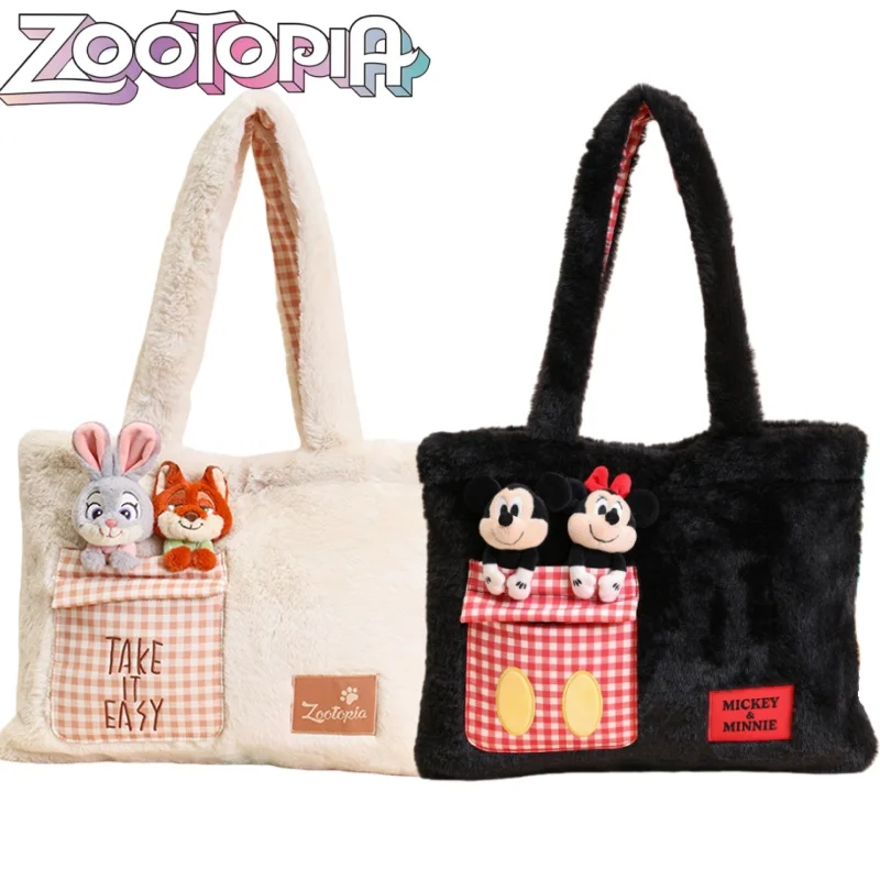 

Аутентичная плюшевая сумка на плечо Zootopia с героями мультфильмов Джуди Хоппс, большая вместительная портативная сумка для хранения, праздничный подарок для поездок на работу