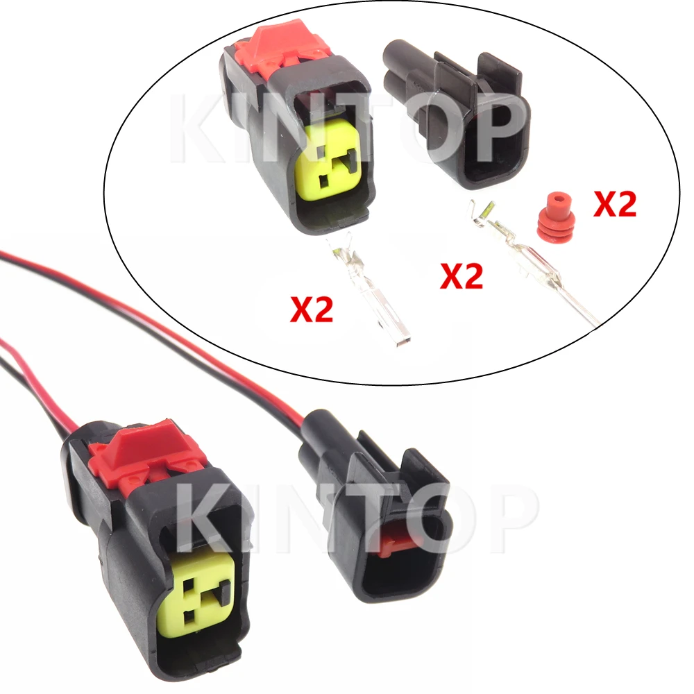 1 Set 2 Pins Automobile Waterproof Wire Connector Auto Male Female Socket AC Assembly For Car EV6 Fuel Injector Nozzle Adapter