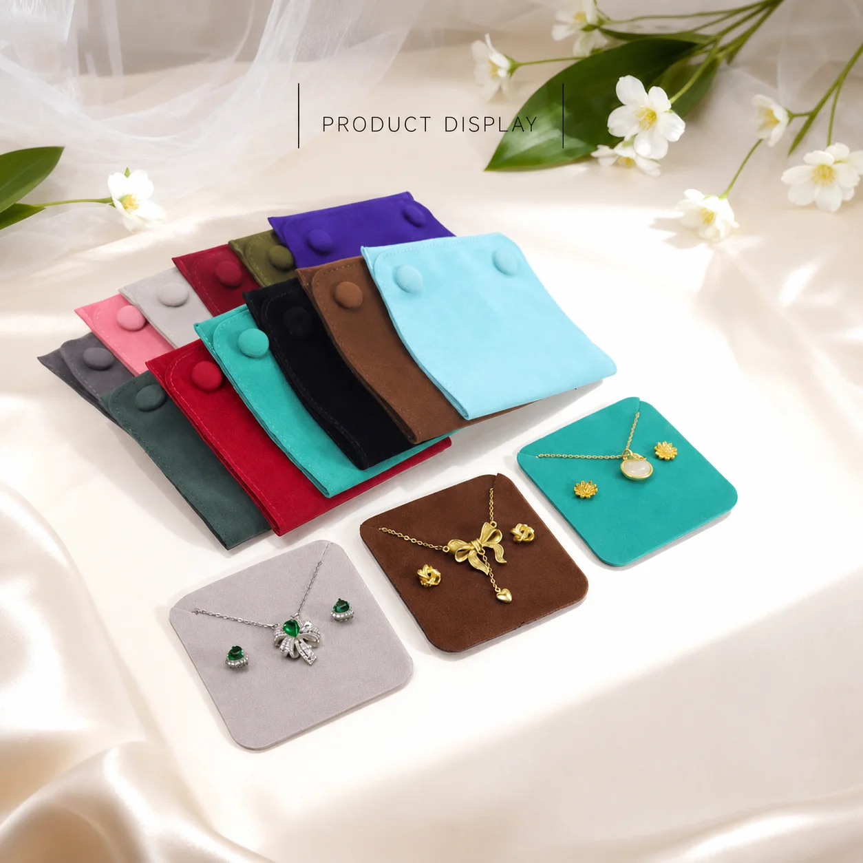 Portable Storage Bag Portable Jewel Storage Bag Double Button Pouch Soft Velvet Jewelry Pouch For Travel Accessory Home Jewelry