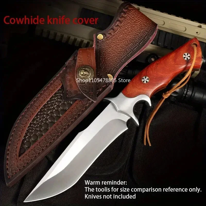Retro Fixed Knife Leather Cover  with Waist Belt Buckle Storage Pocket Knife Knife Sheath Protective Cover (Knife Not Included)