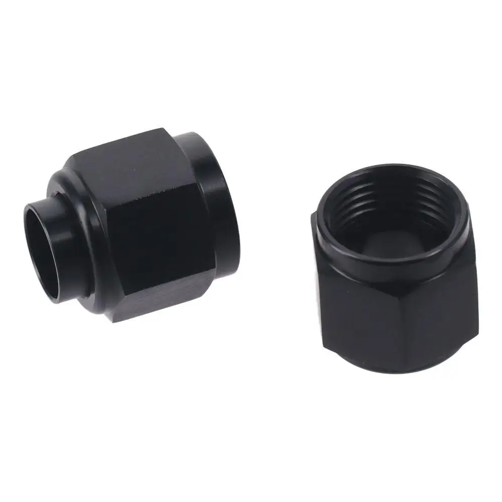 Adaptador de alumínio para Fuel Line Fitting, Acessórios para carro, 6AN a 3/8 ", 8AN a 1/2", Black Fitting, 2Pcs