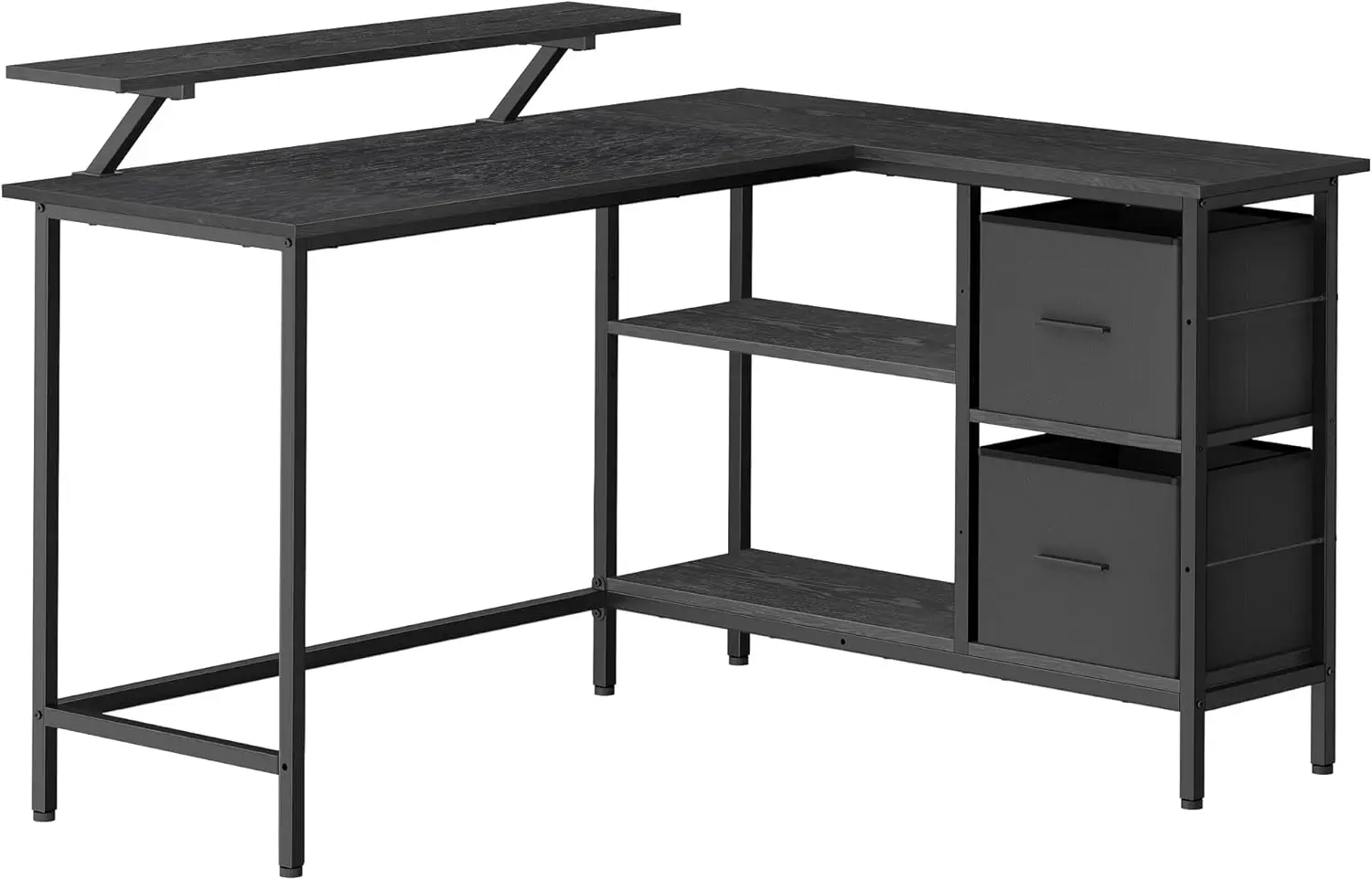 VASAGLE corner desk desk, L-shaped computer table with drawers