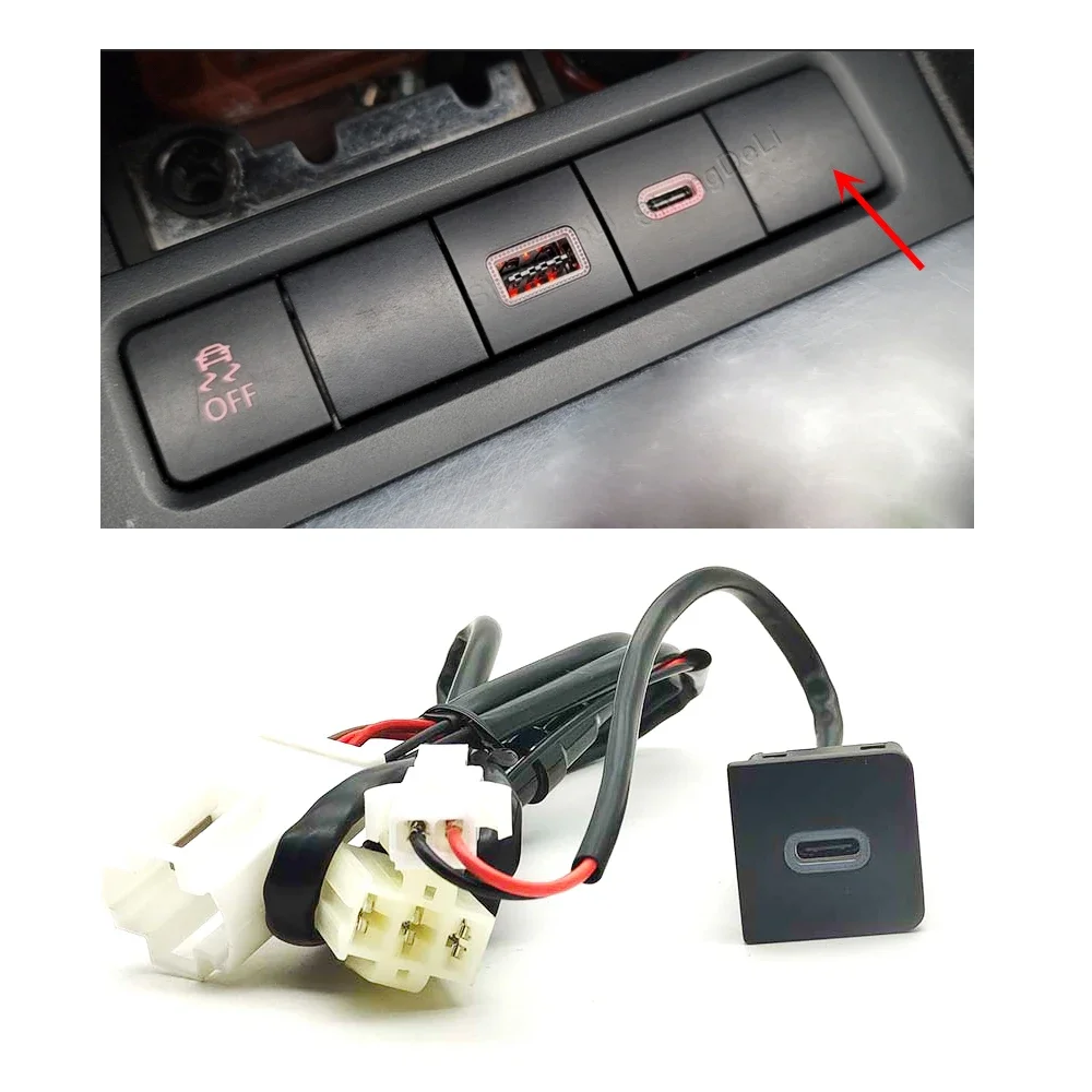 Car Type-C Right round corner Quick Charger QC3.0 USB Interface Socket Fast Charging Power Adapter Switch For VW Golf 6 MK6