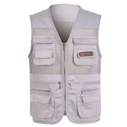 Breathable Summer Fishing Vests Travel Mesh Vest With Zipper Pockets Work Vest For Outdoor Activities Fishing Men's Vest