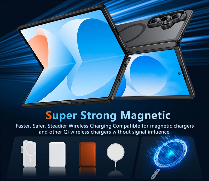 UYUXIO Magnetische Handyhülle für Samsung Galaxy Z Fold 7 8 Ultra, kabellose Ladehüllen, durchscheinende, schlanke Schutzhülle mit Magnet. – Detail 1