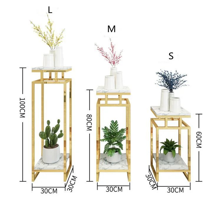 

Marble Top Flower Rack Plant Display Stand Metal Frame Flower Vase Flower Pot Stand Home Garden Decoration