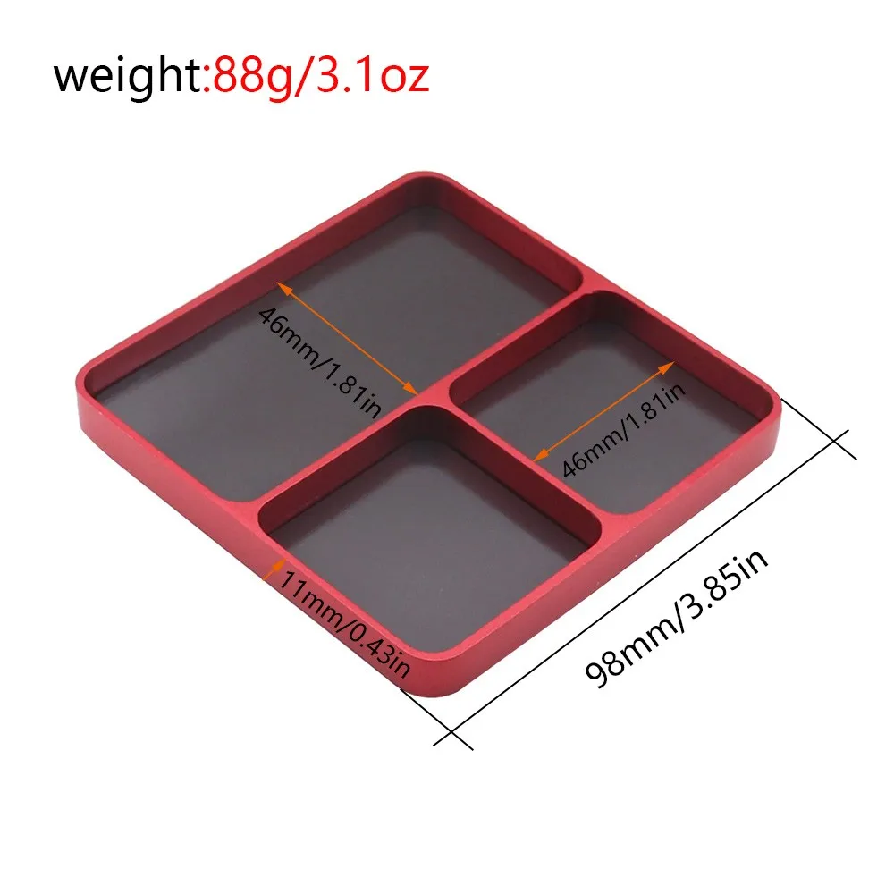 Magnetic 3-grid Parts Storage And Maintenance Tool Tray 98x98x11mm Aluminum Spiral Tray Suitable For Rc Car Drone Models