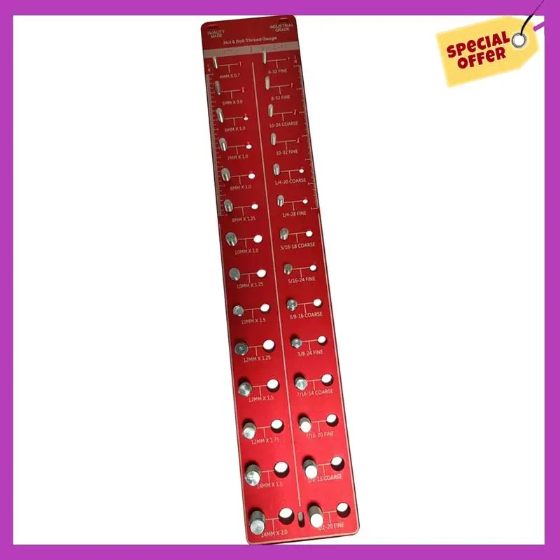 

HFIL-28 Size Nut And Bolt Thread Checker Bolt Size And Thread Gauge Bolt And Nut Identifier Gauge Durable Red