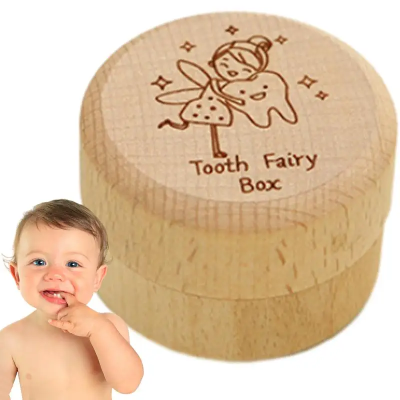 

Baby Tooth Box Wooden Dropped Tooth Keepsake Storage Box Cute Carved Teeth Container Storage Box Gift Fairy Gifts Tooth Saver