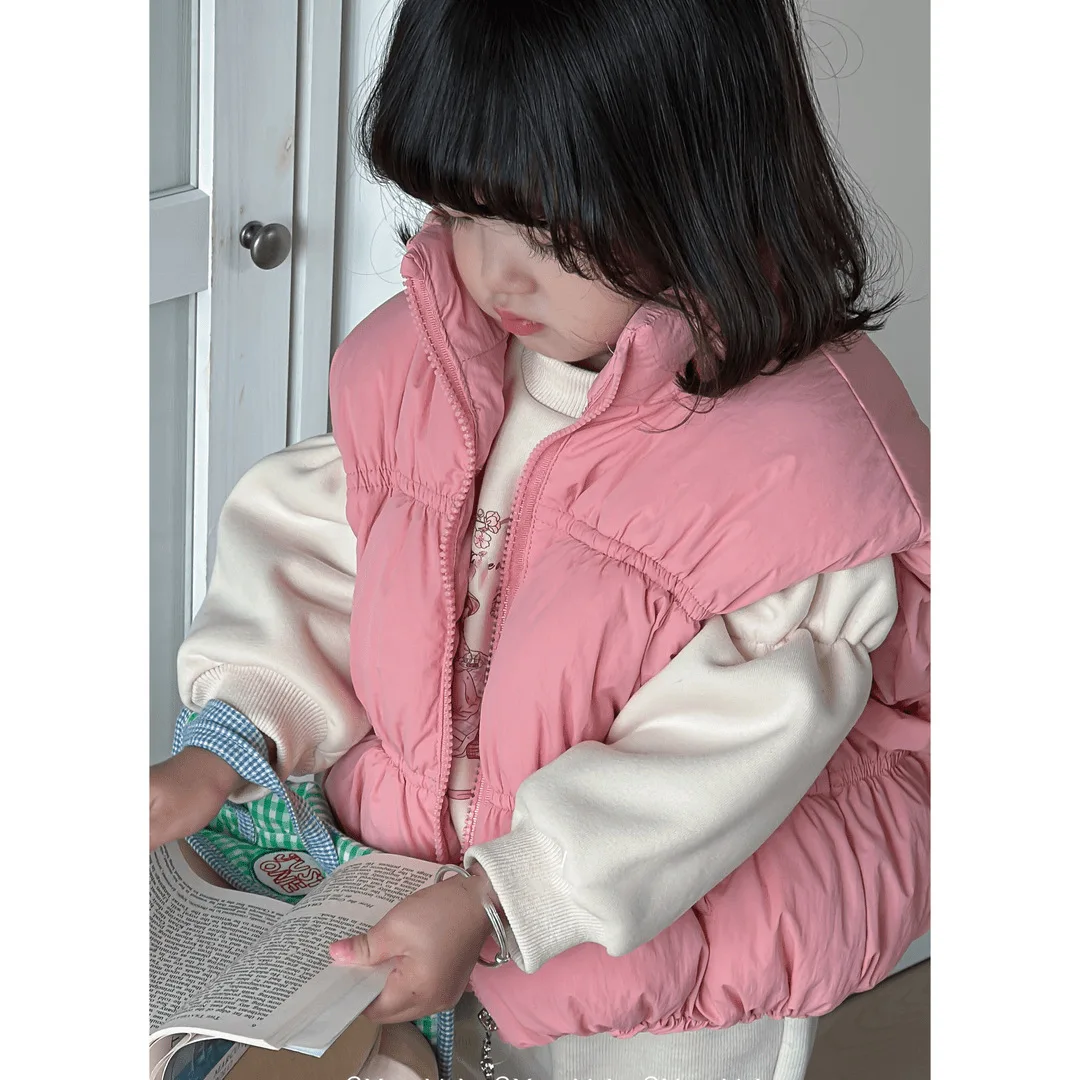 Children's Autumn and Winter Down Cotton Fashion Vest Girl Baby Short Thickened Thermal Cotton Vest