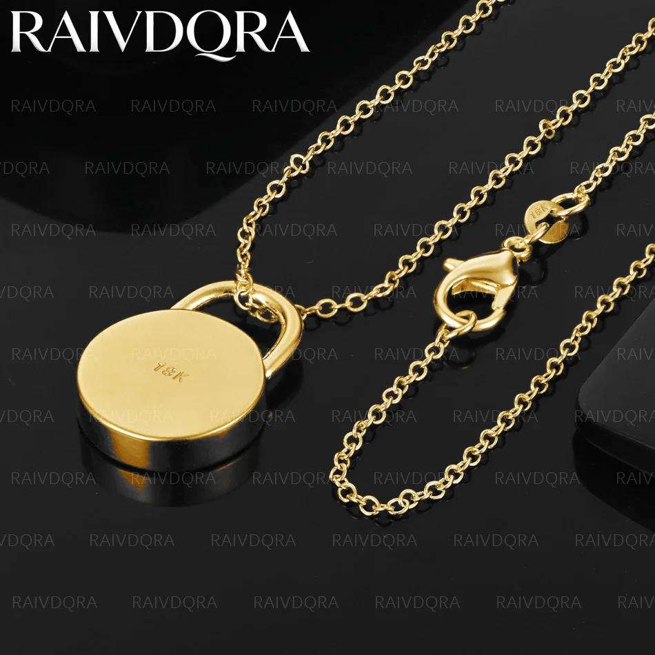 18K Gold Plated Round Lock Pendant Necklace For Women Charm Trend Birthday Gifts Fashion Party Fine Jewelry