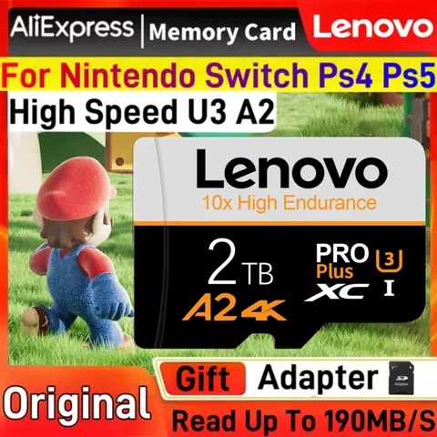 Lenovo 2TB SD 메모리 카드 1TB 512GB SD 카드 256GB 초고속 전송 마이크로 TF SD 카드 128GB Cartao De Memoria For Phone PC Cam