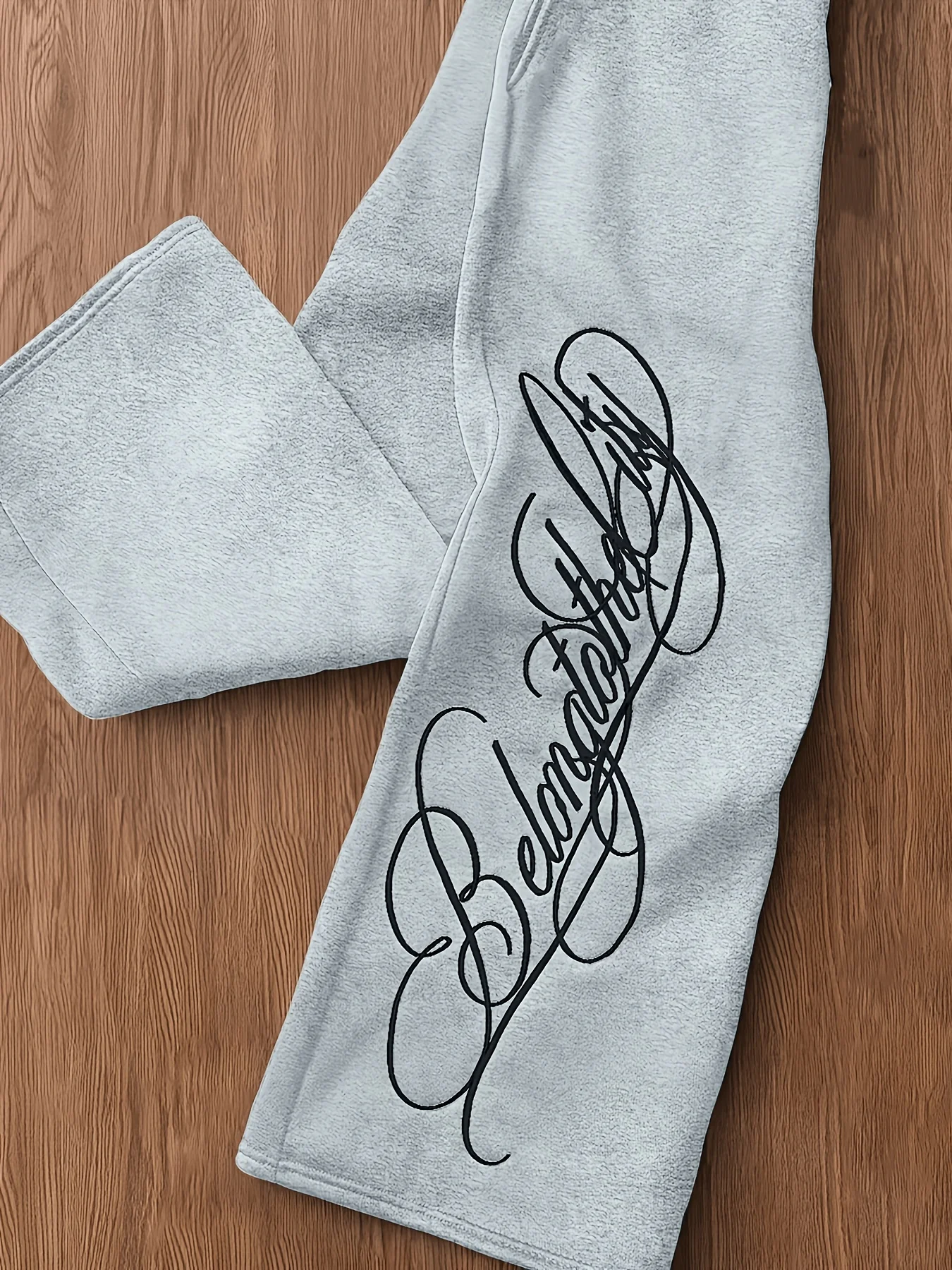 2026 Men's Black Letter-printed Trousers, Pure Cotton Straight-leg Pants, Casual Elastic Waist Jogger Pants