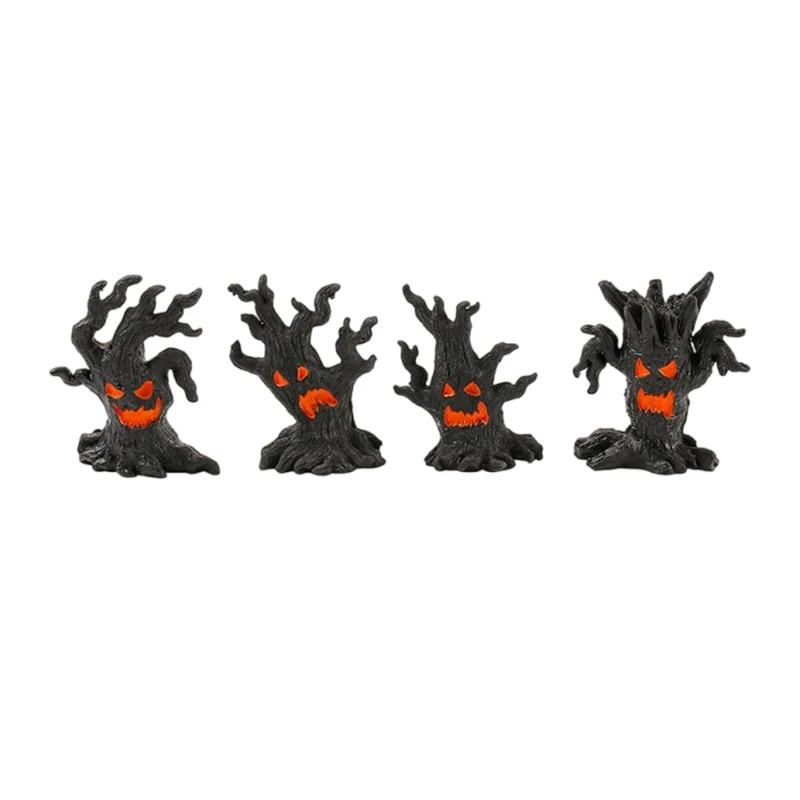 

Halloween Tree Ghostly Miniature Ornament Set of 4 Stump Figures Garden Decors Dropship