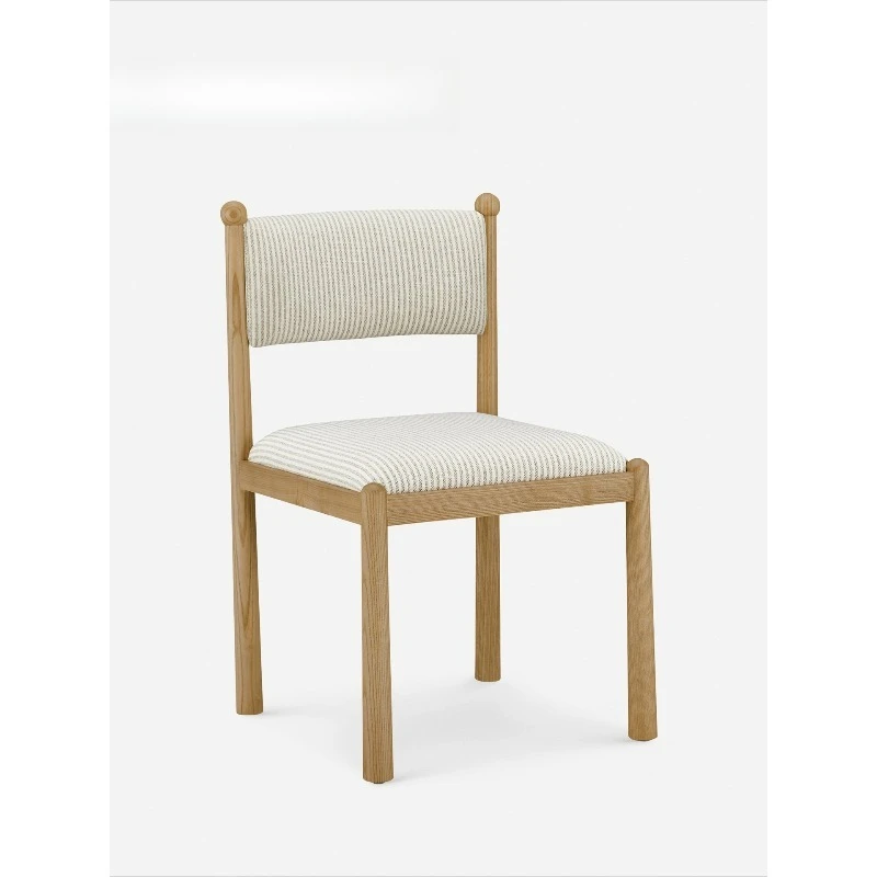 

Ash wood fabric chair solid wood French log medieval home living room designer retro