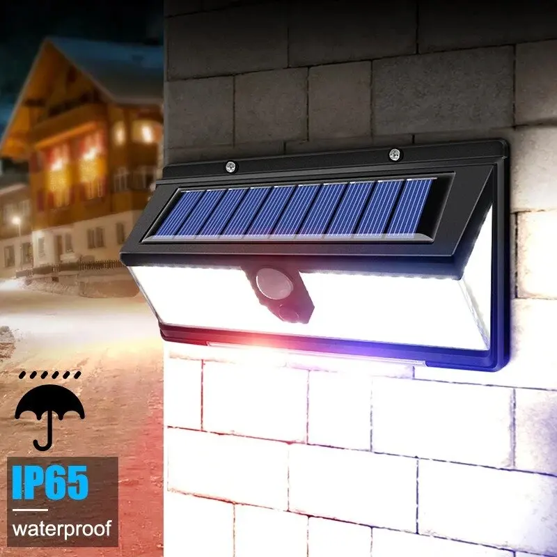 Luz solar solar ao ar livre com sensor de movimento, decoração do jardim, lâmpada de parede, 4 Mode, IP65 impermeável, porta do quintal, 190LED