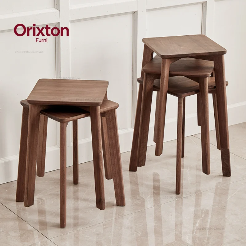 Multifunctional bench solid wood stool household high stool square dining chair skeleton integrated