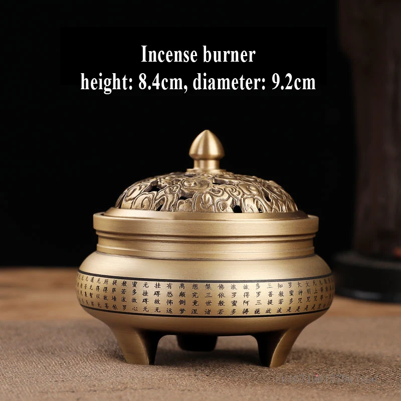 Copper Heart Meridian Three-legged Incense Burner, Retro Home Indoor Tea Room Buddha Stove Crafts Decor Aromatherapy Burner, 1Pc