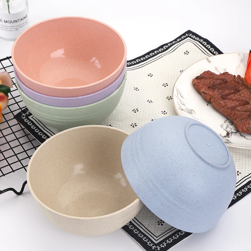 Nordic Colored Wheat Straw Bowls Circular Shatter Resistant 