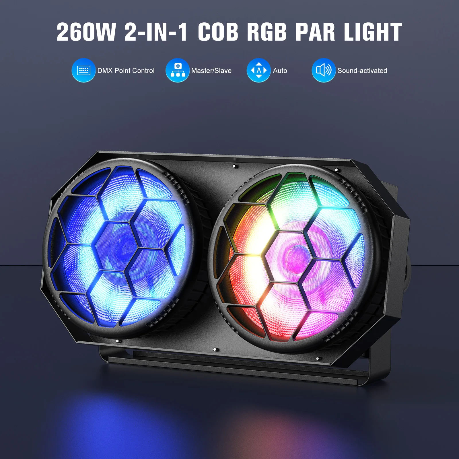 U'King 1/2/4 قطعة 260 واط RGB COB LED الاسمية أضواء 2-عينين ملء ضوء الجمهور أضواء DMX ستروب أضواء للمسرح ل DJ ديسكو حفل زفاف