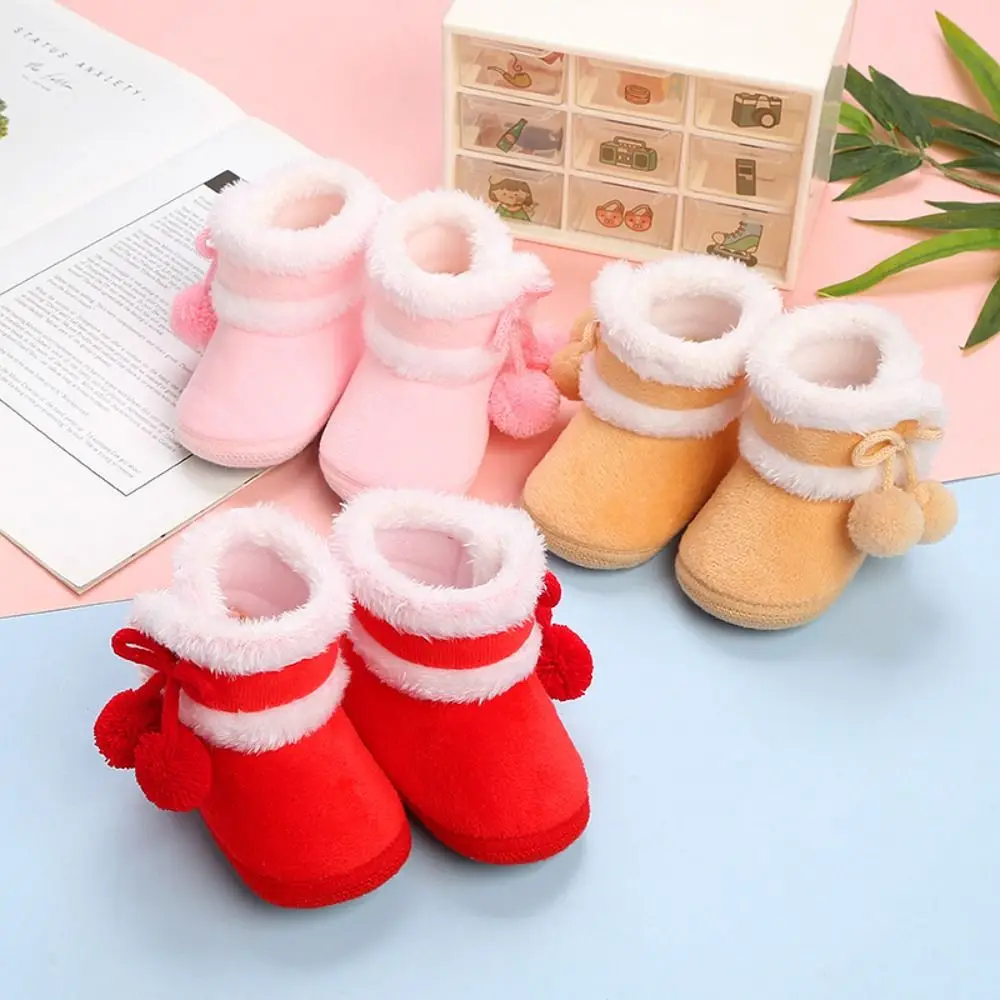 Wear Resistant Fleece Toddler Snow Boots Warm 0-12 Months Cotton Shoes Anti Slip Soft Sole Infant First Walking Shoes Winter
